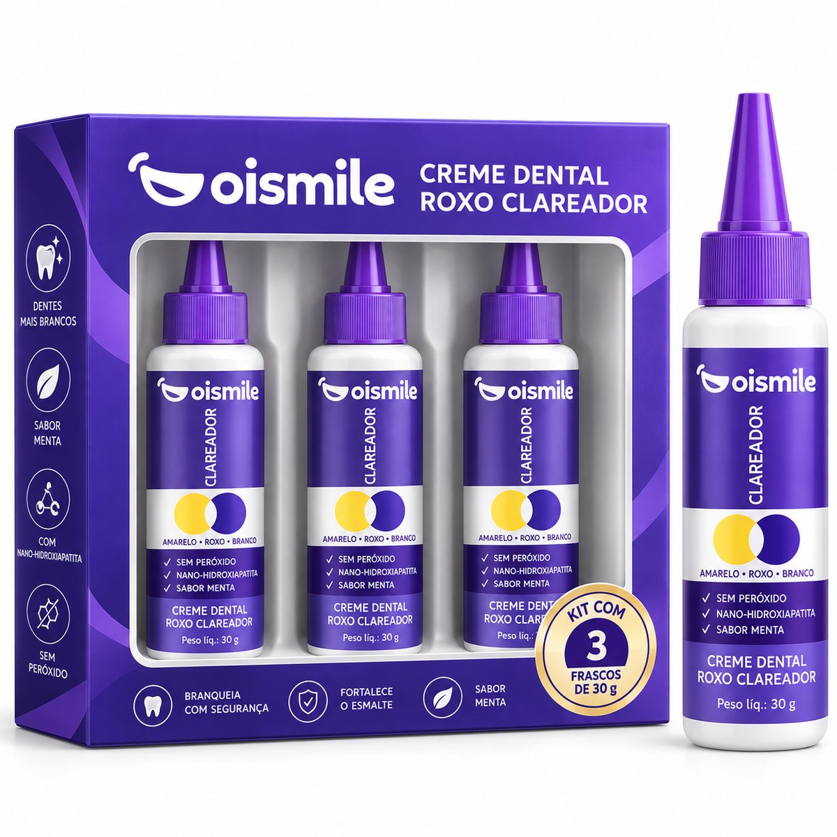 Creme Dental Roxo Clareador – Frasco Dosador 30 g