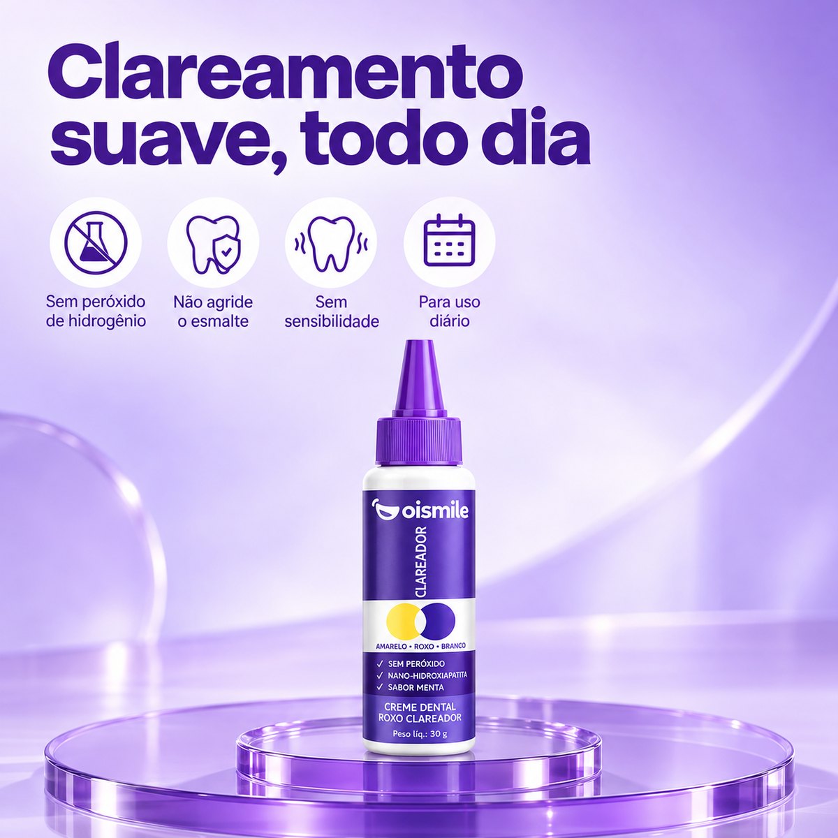 Creme Dental Roxo Clareador – Frasco Dosador 30 g