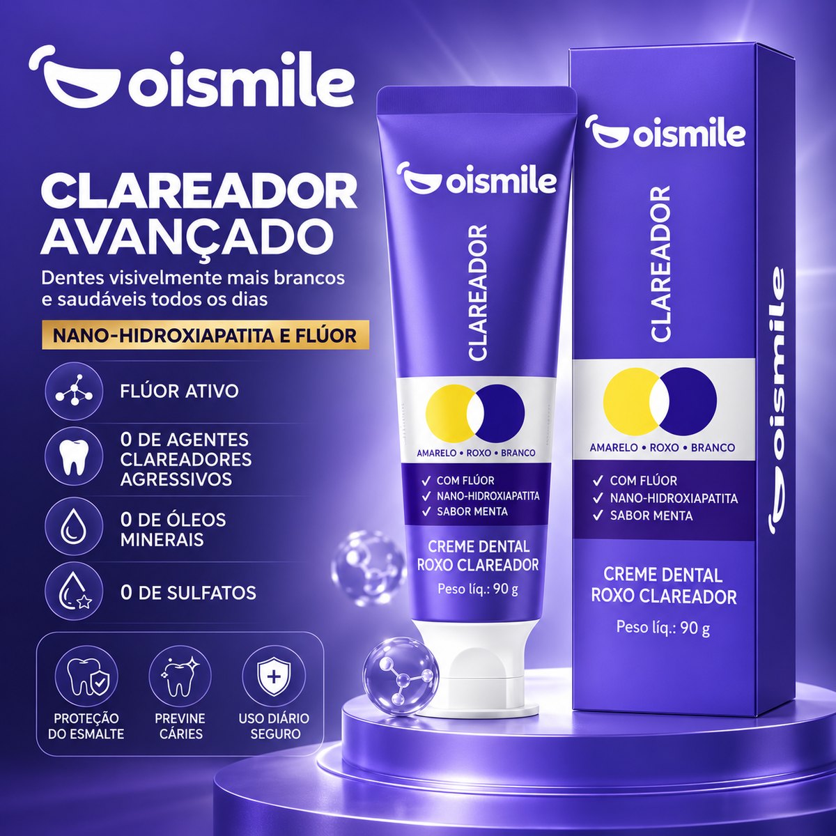 Creme Dental Roxo Clareador