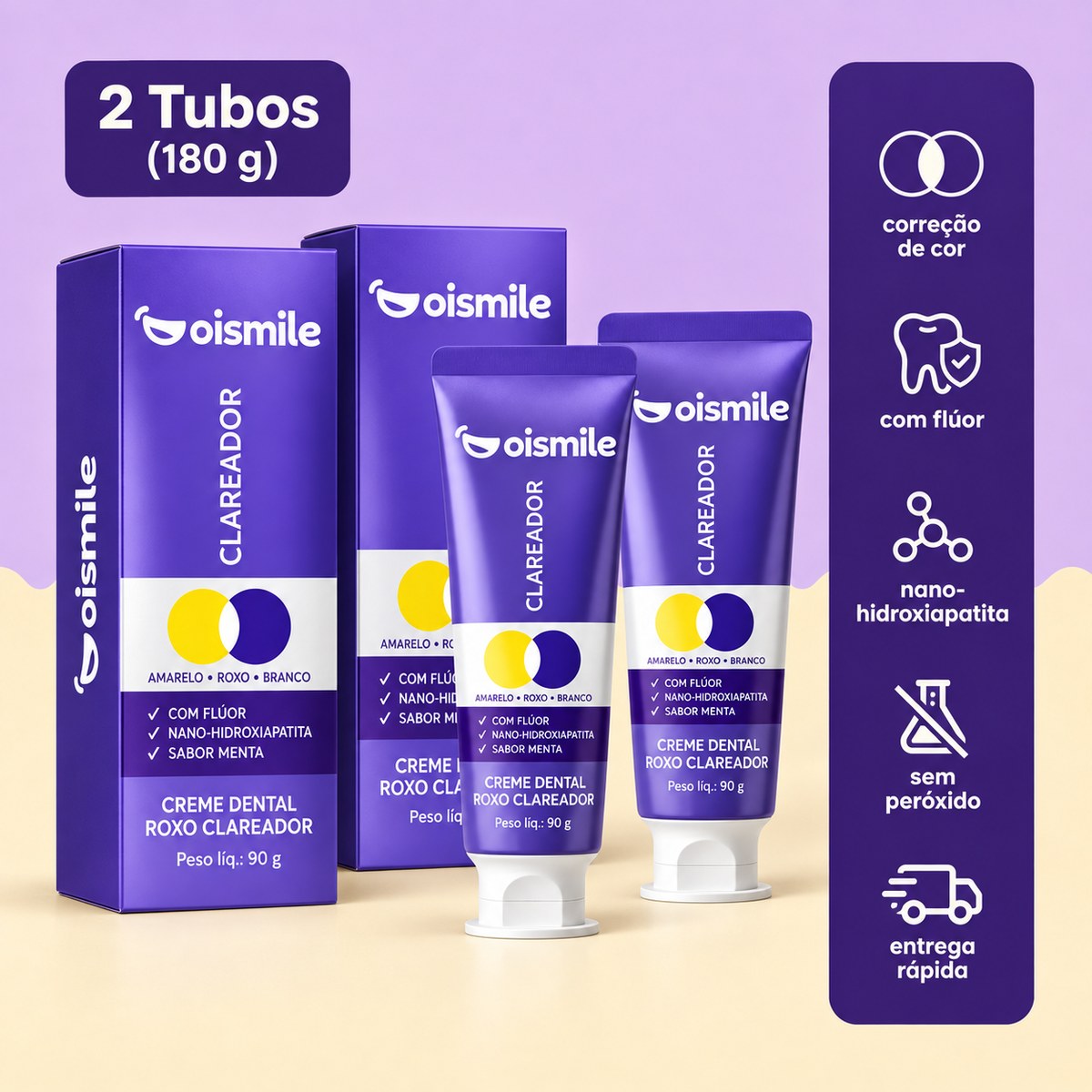 Creme Dental Roxo Clareador