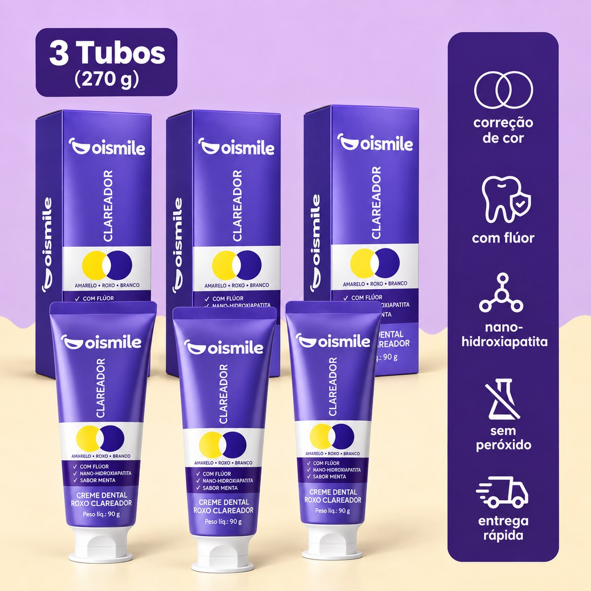 Creme Dental Roxo Clareador
